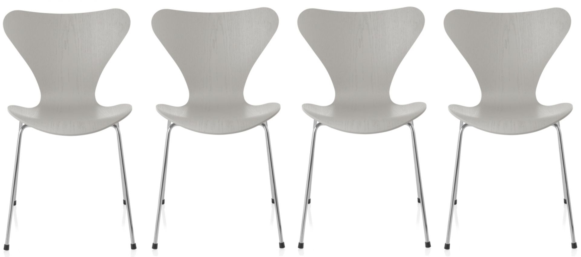 Sept / Série Chaise 3107 Frêne Set de 4 pièces Fritz Hansen Nine grey