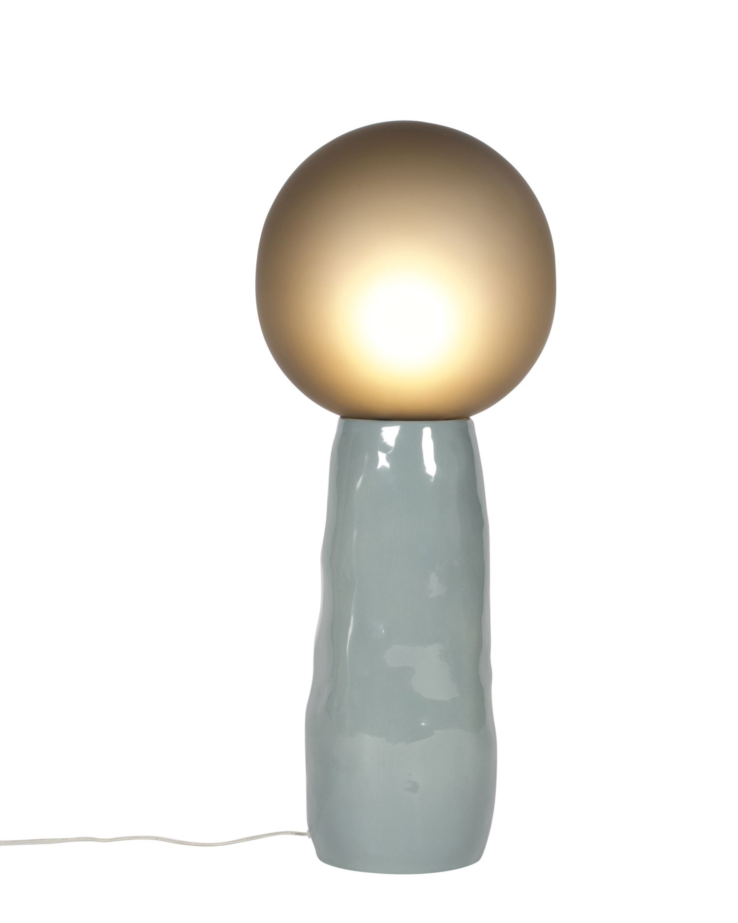 Kokeshi Stehleuchte von Pulpo, grauer Schirm und Basis, moderne Wohnraumleuchte.