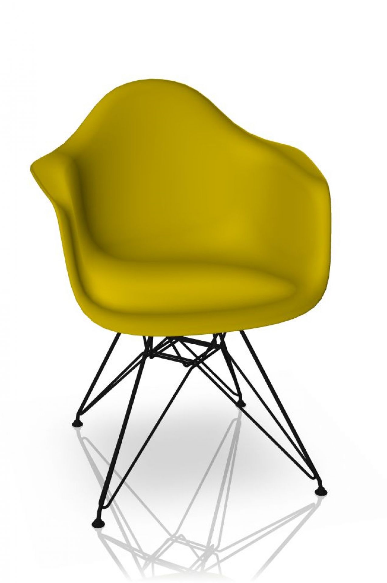 Eames Plastic Arm Chair DAR Chaise Vitra Noir - Moutarde