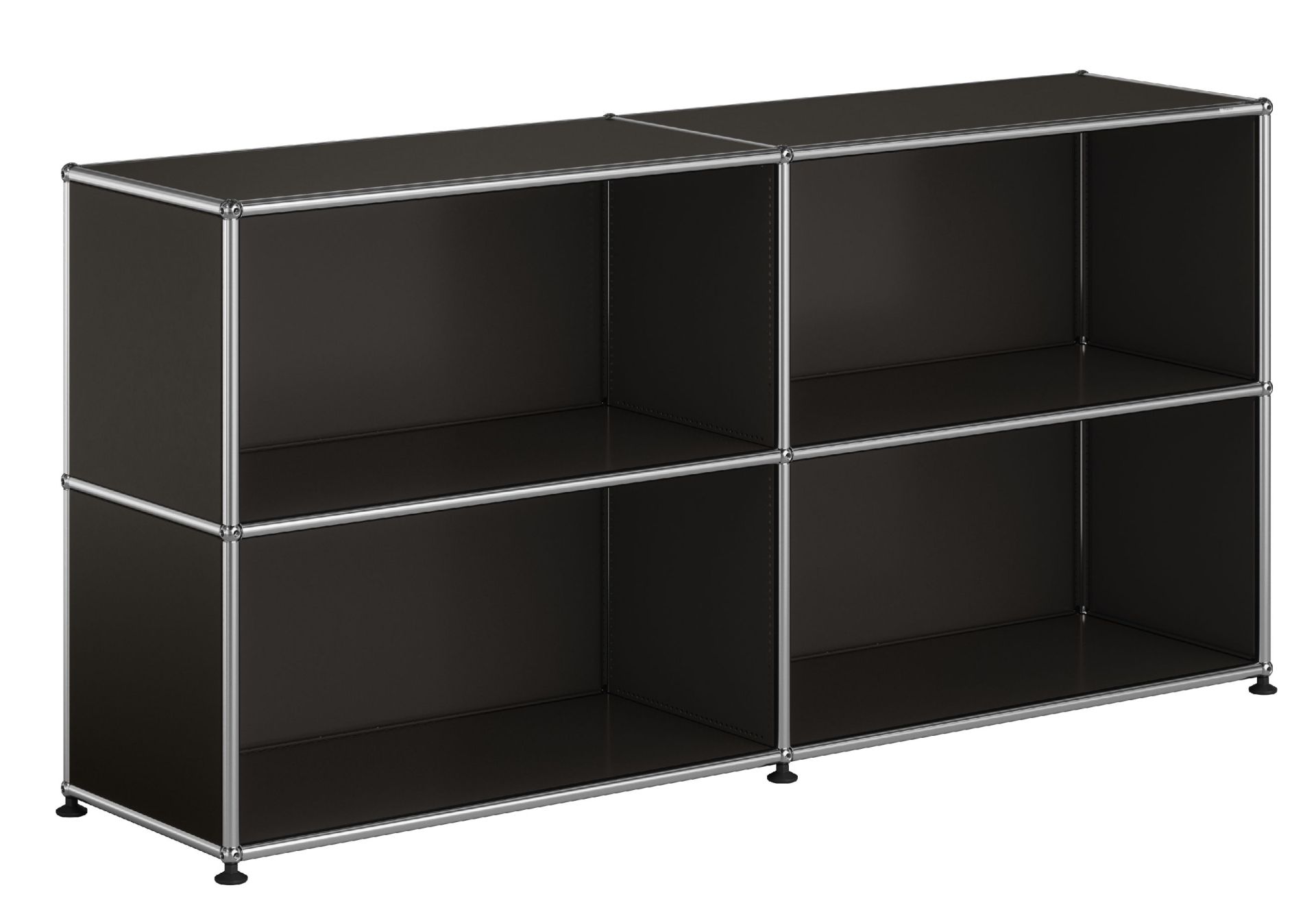 USM Haller Sideboard offen mit vier Fächern schwarz