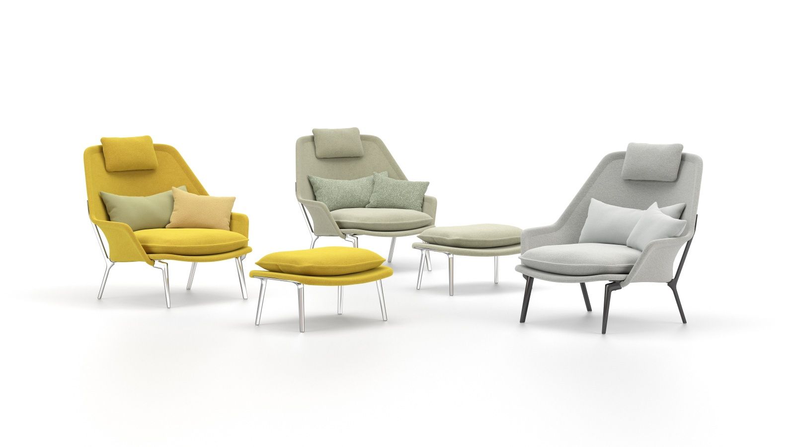 Slow Chair & Ottoman Fauteuil en tissu Vitra 
