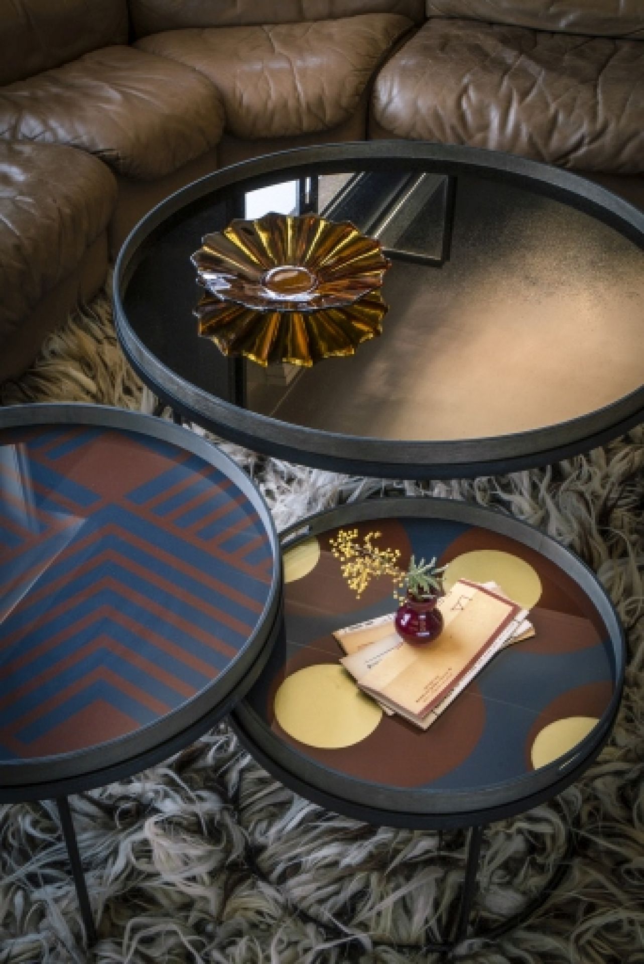 Miroir mural rond heavy aged bronze Ethnicraft L 61