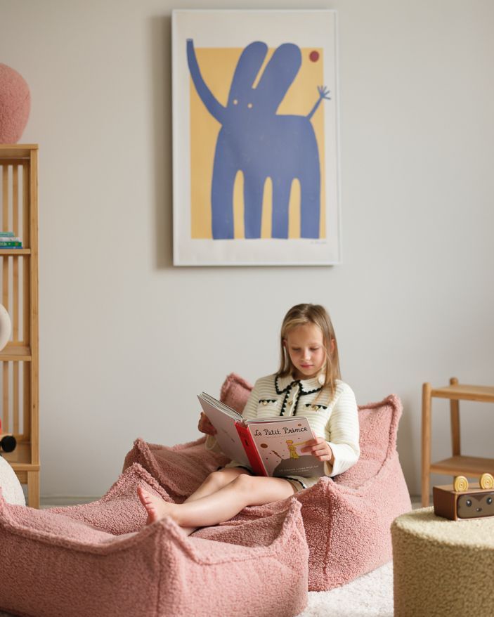 Fauteuil-sac d'enfant Tissu Teddy Goyave Wigiwama