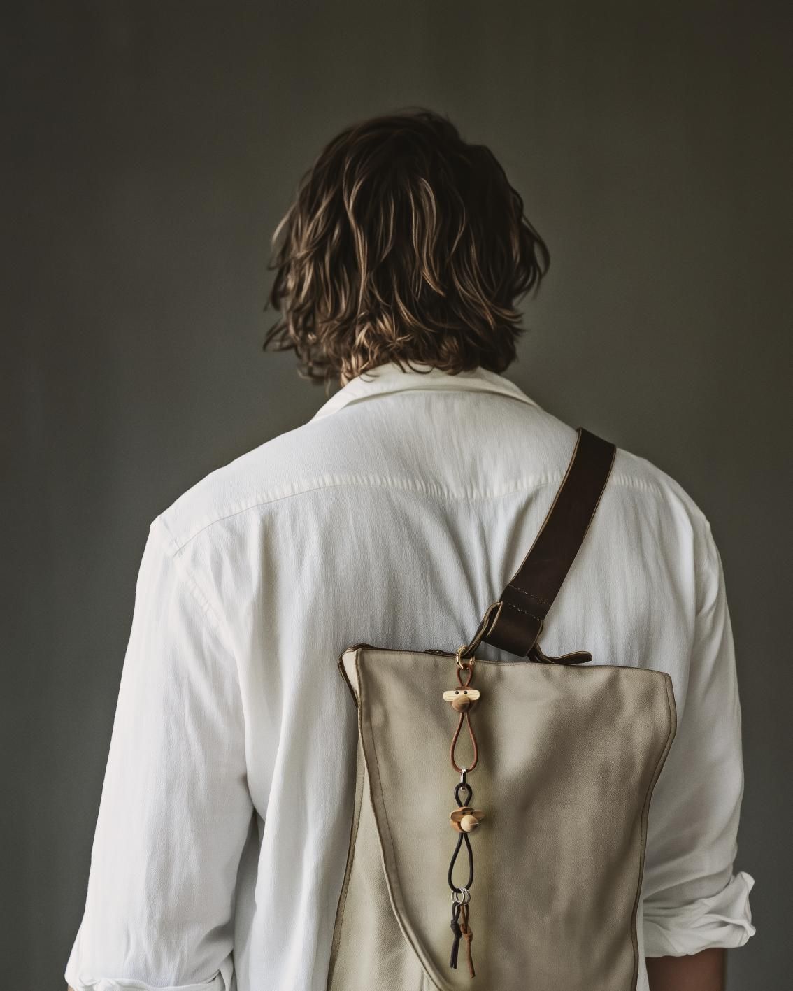 Singe porte-clés métal doré avec cuir naturel Kay Bojesen
