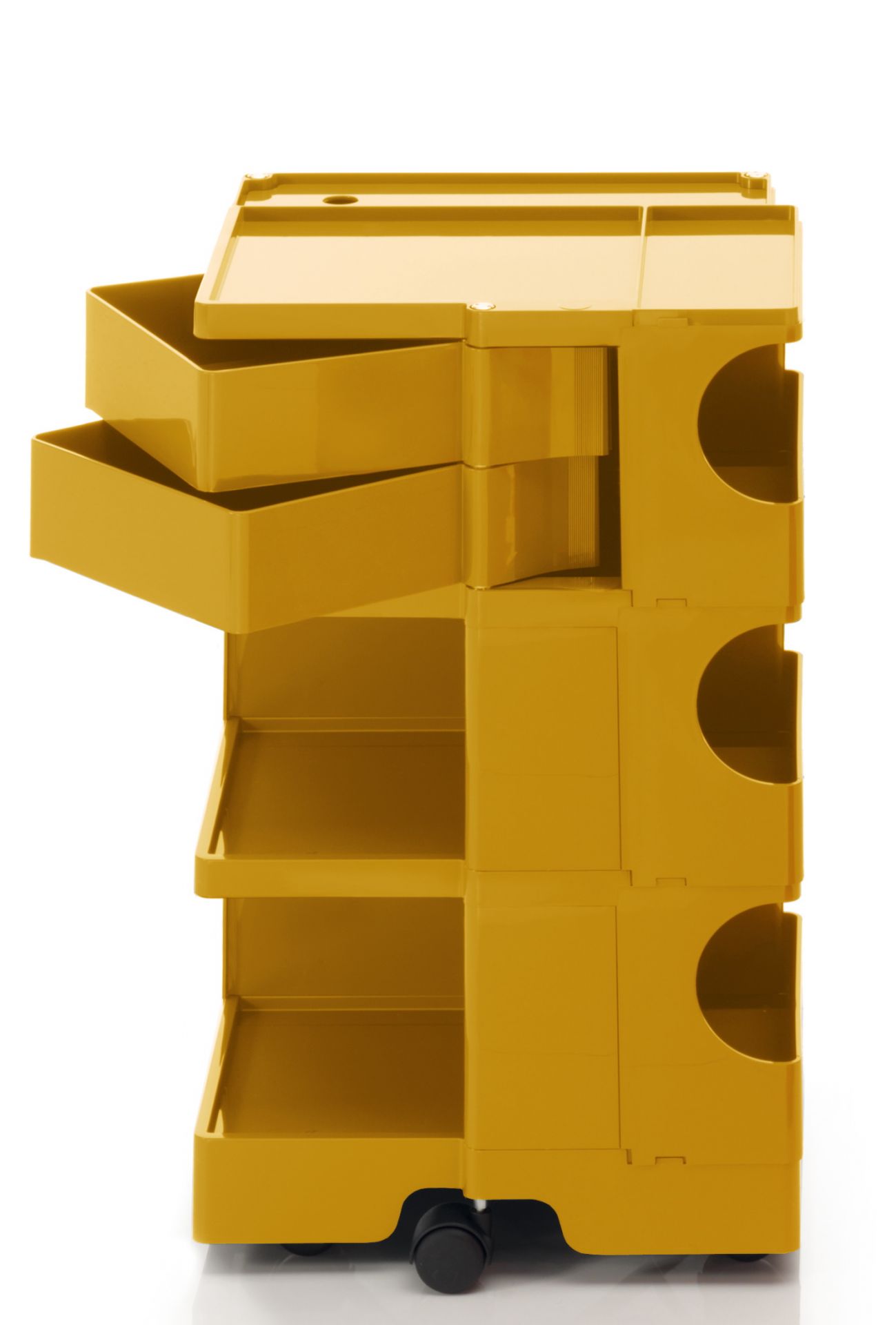 Boby B32 Rollcontainer in Honiggelb mit Schubladen und Ablagefächern auf Rollen. Büro Rollcontainer.