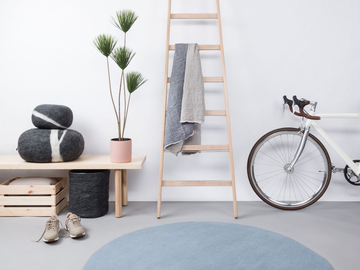 Mono Rond Tapis en feutre Ø 160 cm myfelt Mia (bleu clair)