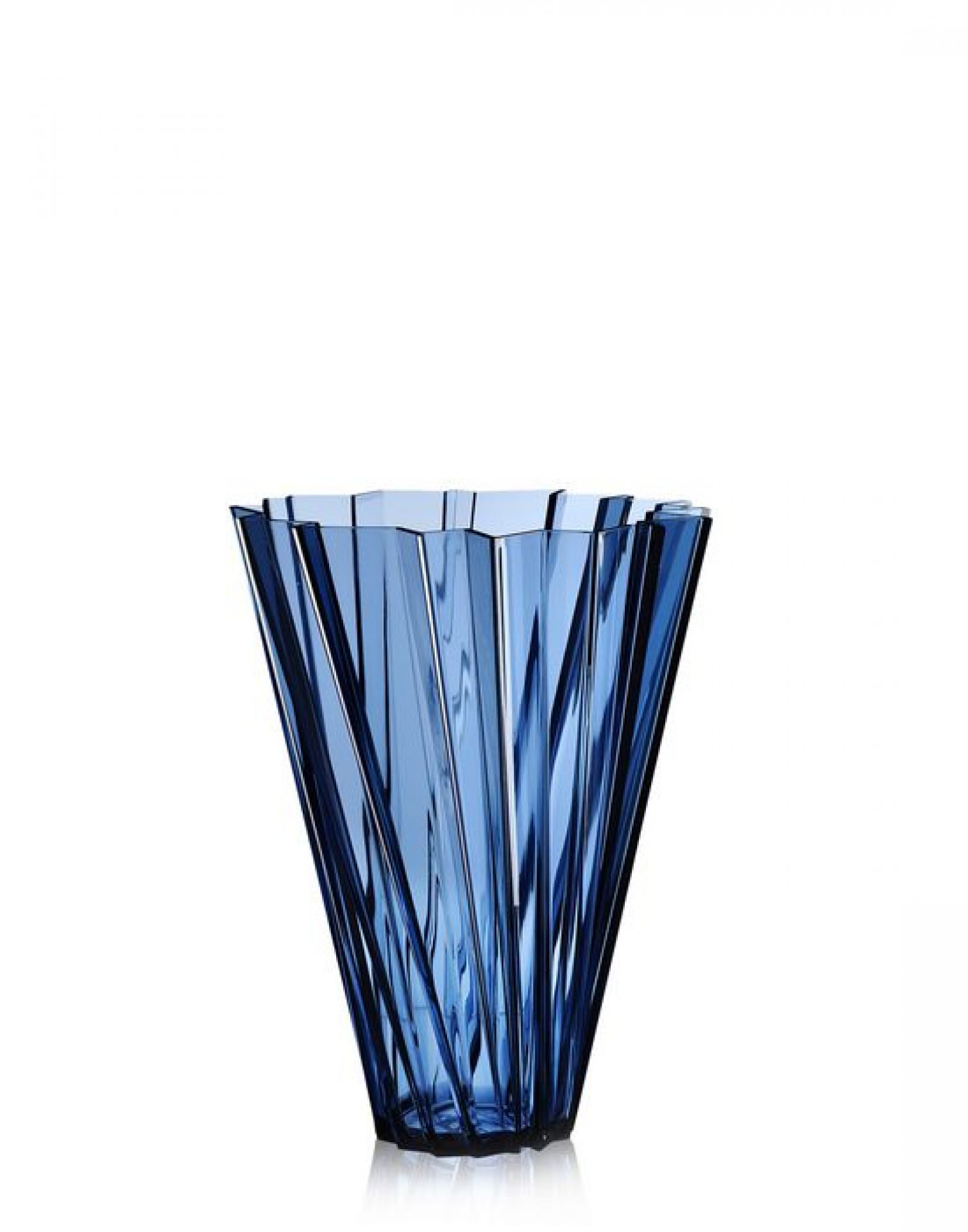 Blaue Shanghai Vase von Kartell, Design-Vase aus transparentem Kunststoff für Blumen und Dekoration.