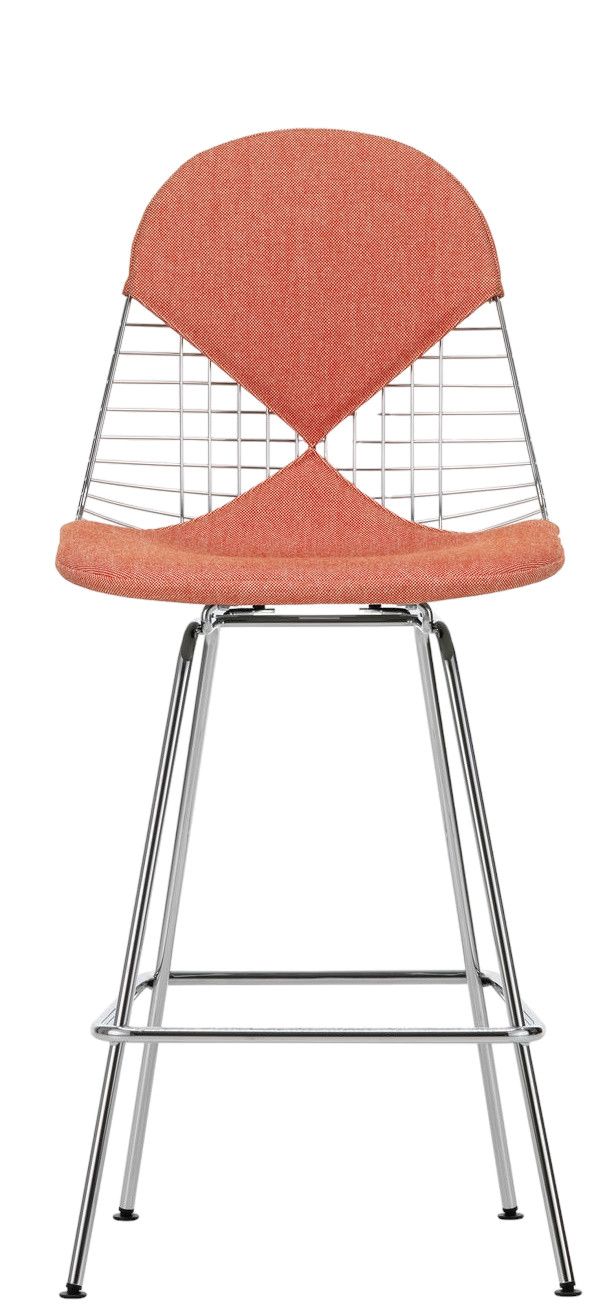Eames Wire Bar Stool Tabouret de bar moyen avec assise et dossier rembourrés Vitra  