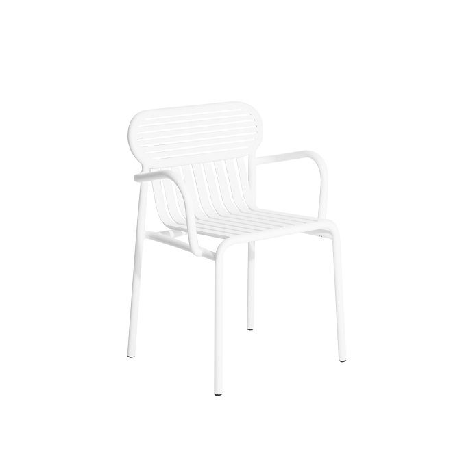 Week-End Garden Chair Armlehnenstuhl von Petite Friture in Weiß, moderner Gartenstuhl aus Metall.