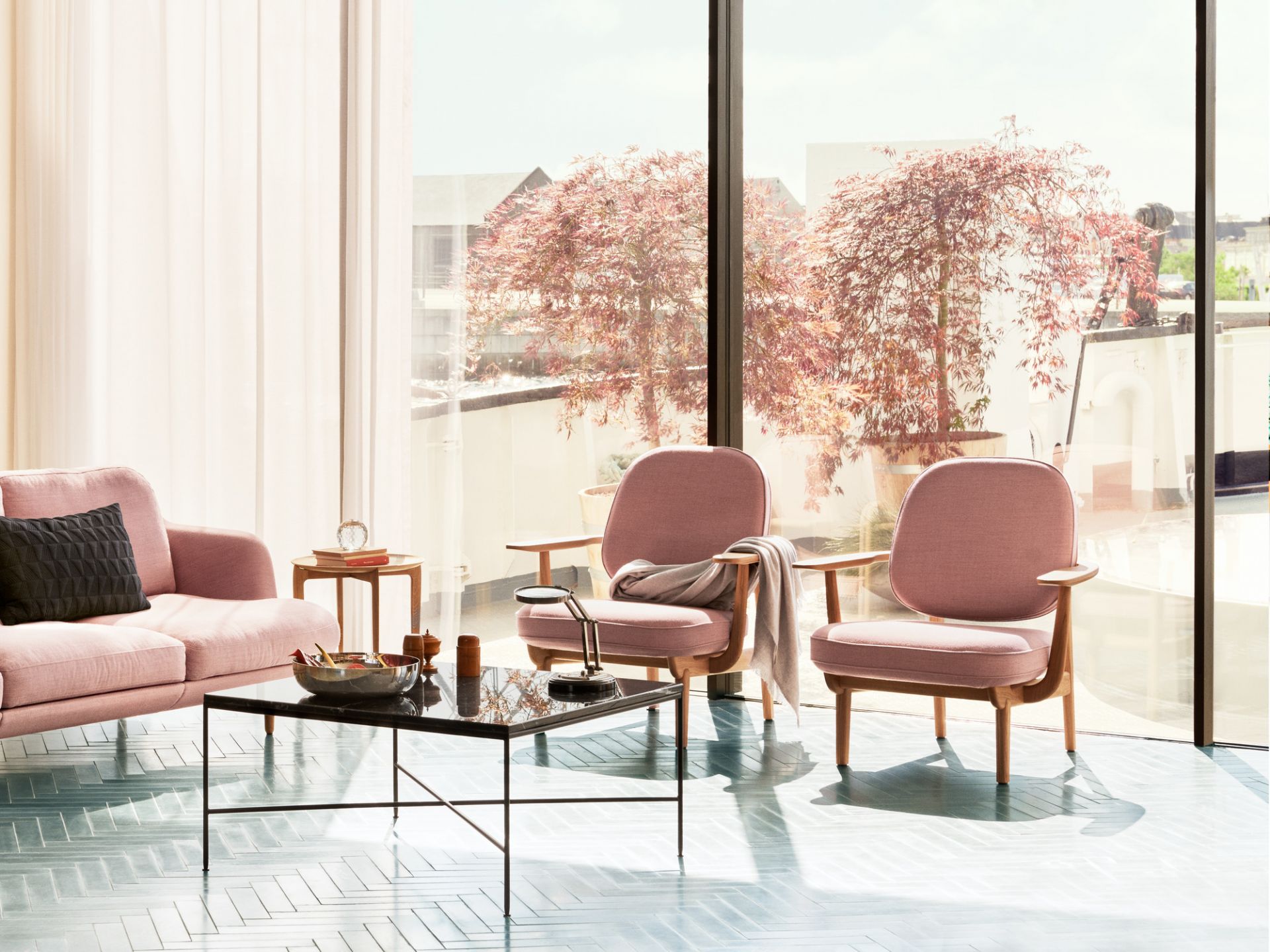 Fred Chaise longue chêne verni Fritz Hansen
