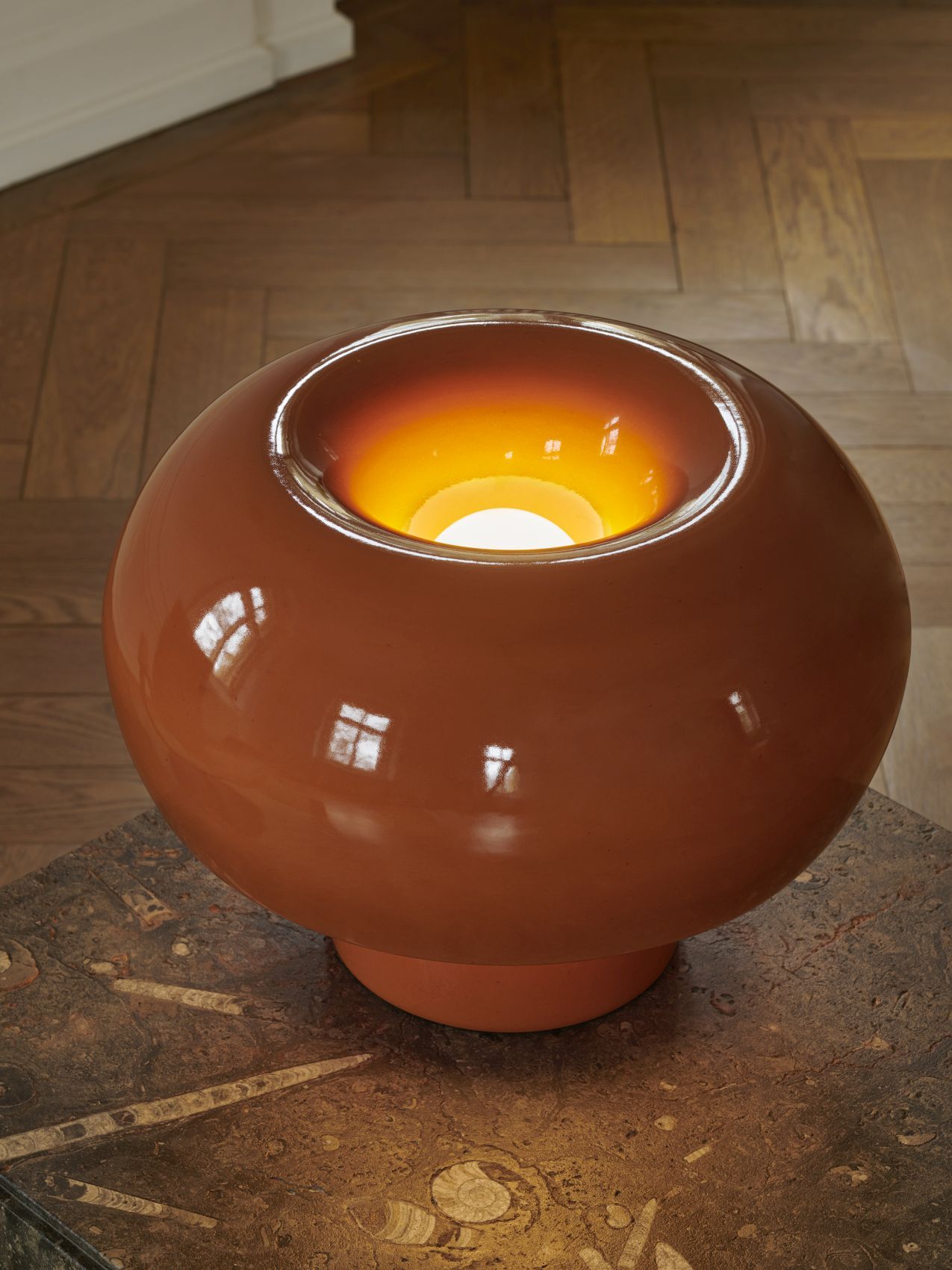 Fonte lampe de table Brun caramel Favius