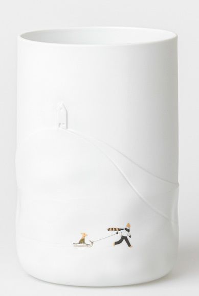 Jour de neige Vase Chien de traîneau Roues