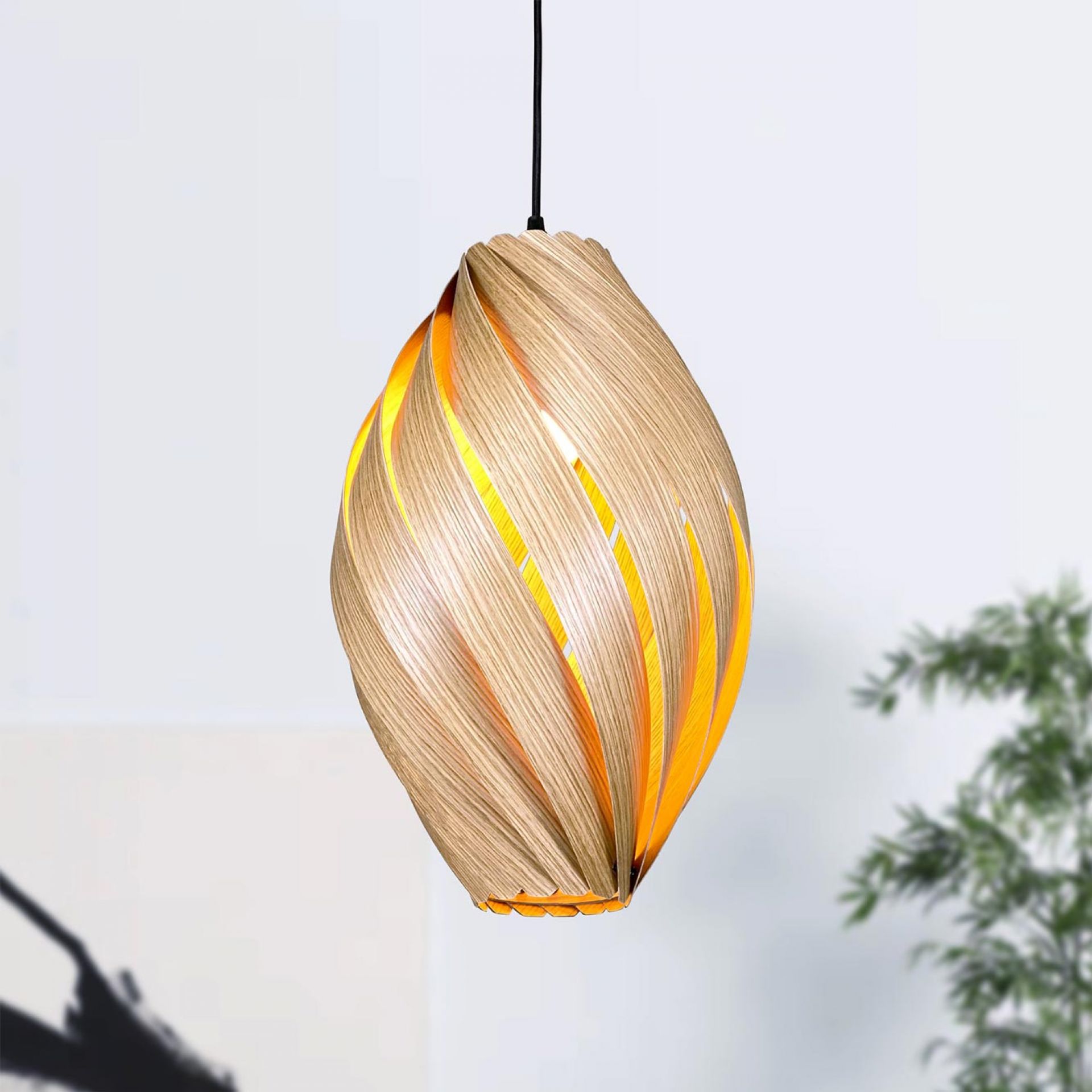 Ardére Lampe à suspendre arrondi Chêne Gofurnit