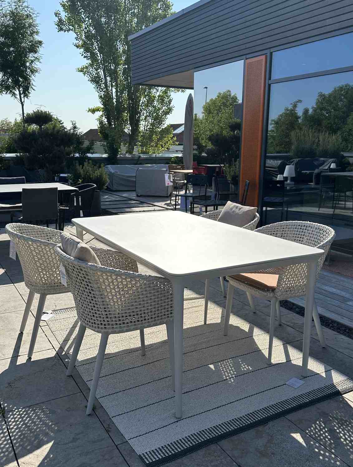 Table Bellmonde et chaise à accoudoirs Mbrace Combinaison Outdoor Dedon PIÈCE D'EXPOSITION 