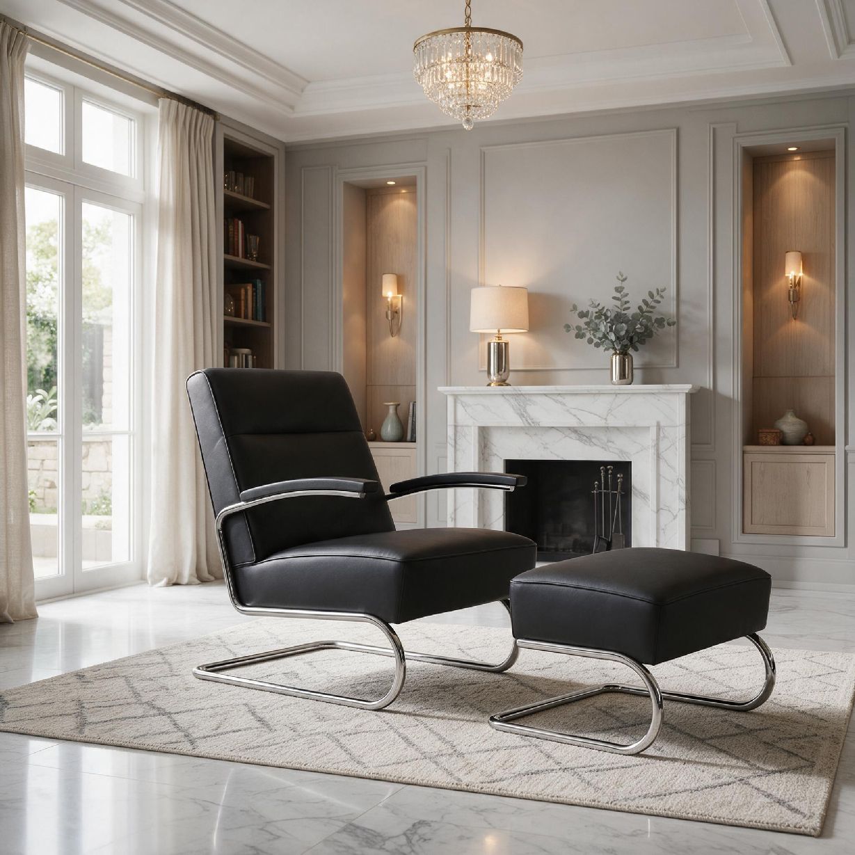 Chaise cantilever Thonet S 412 / S412 avec repose-pieds OFFERT