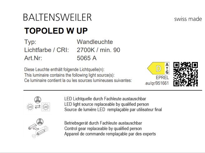 TOPOLED W AP / W UP applique / plafonnier Baltensweiler