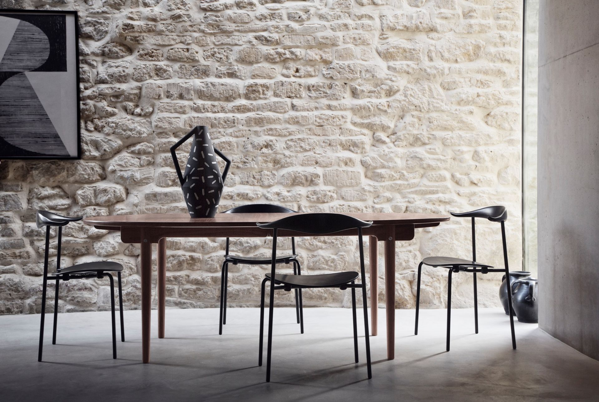 CH88T Chaise cadre acier noir Carl Hansen &amp; Søn hêtre savonné
