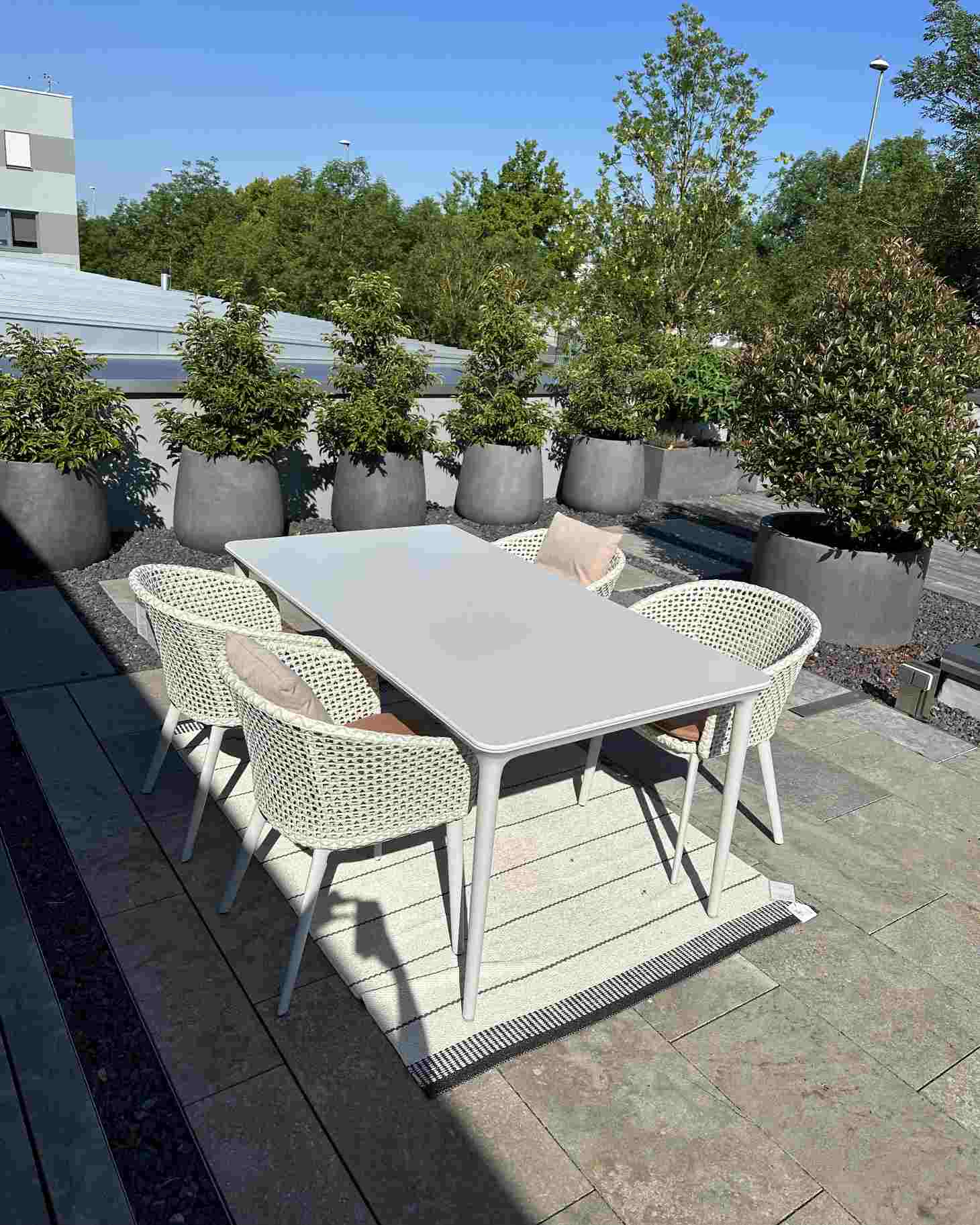 Table Bellmonde et chaise à accoudoirs Mbrace Combinaison Outdoor Dedon PIÈCE D'EXPOSITION 