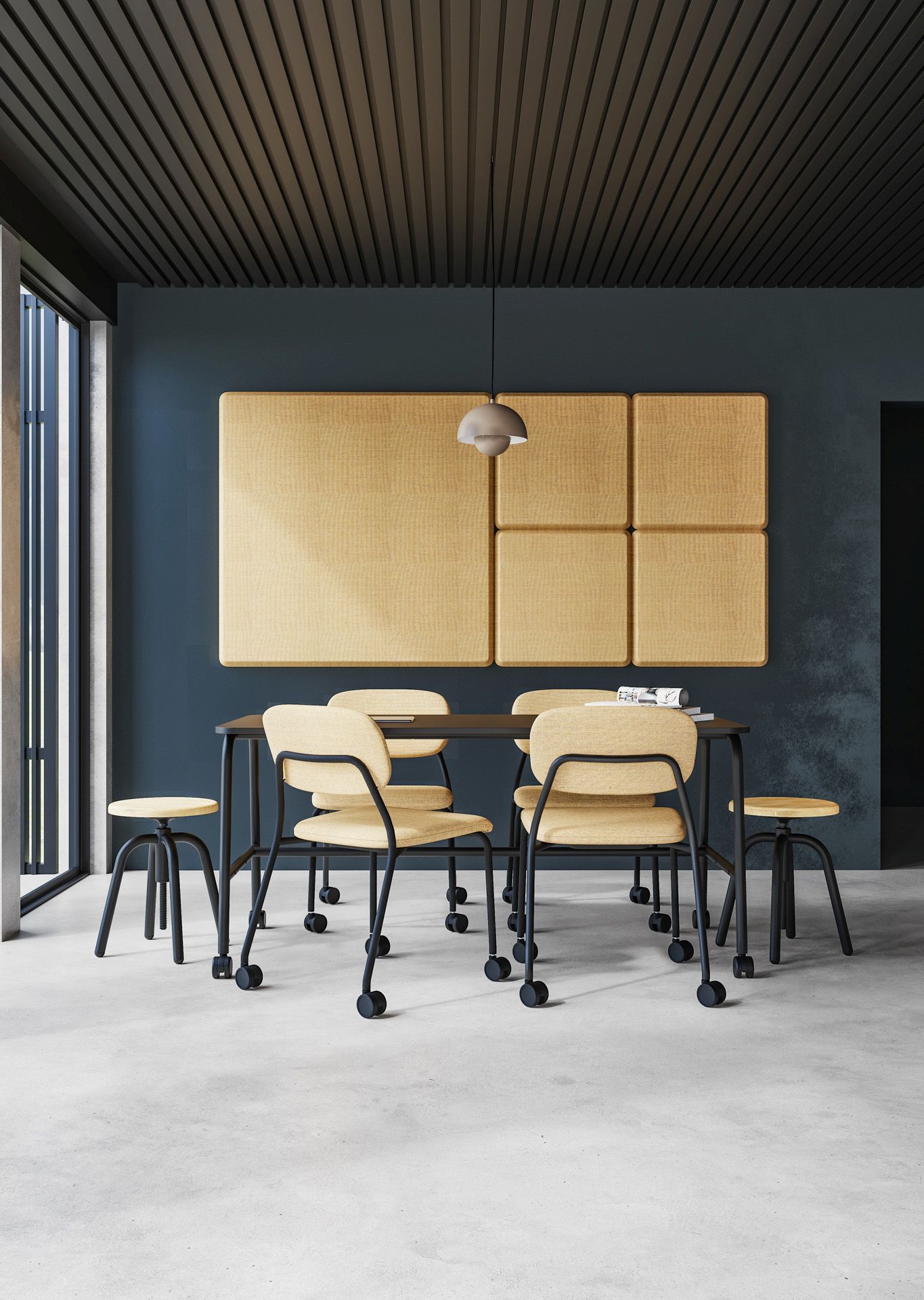 hens HS 260 Chaise / chaise de conférence sur roulettes Bejot 