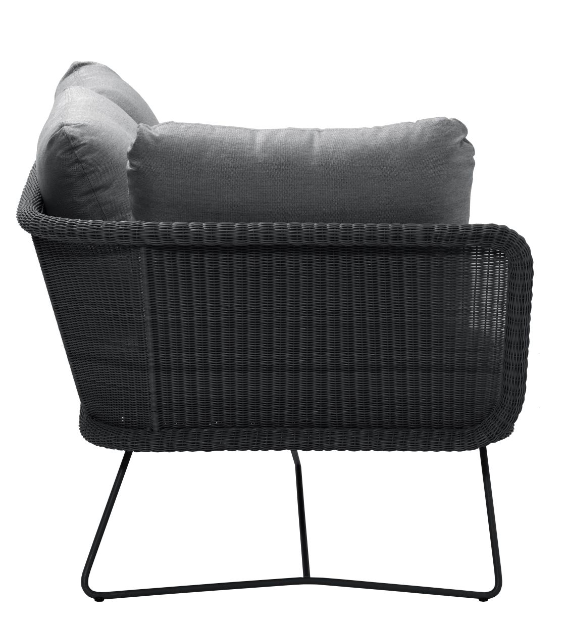 Horizon Outdoor Sofa modulaire 2 places droit Cane-Line Structure noire / Coussin gris