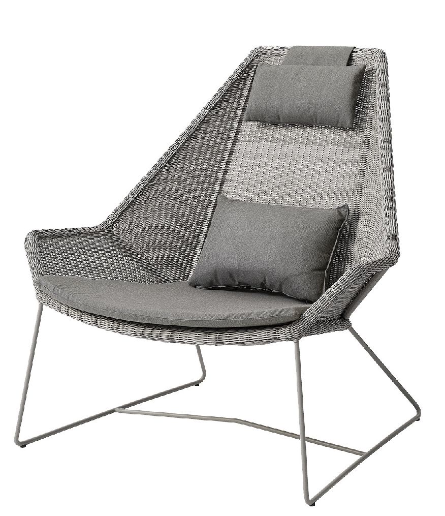 Breeze Outdoor Fauteuil à dossier haut Cane-Line Taupe avec coussins