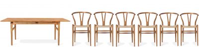 Set de table 2 CH327 L 248 cm + 6x CH24 Chair Teak Carl Hansen & Søn 