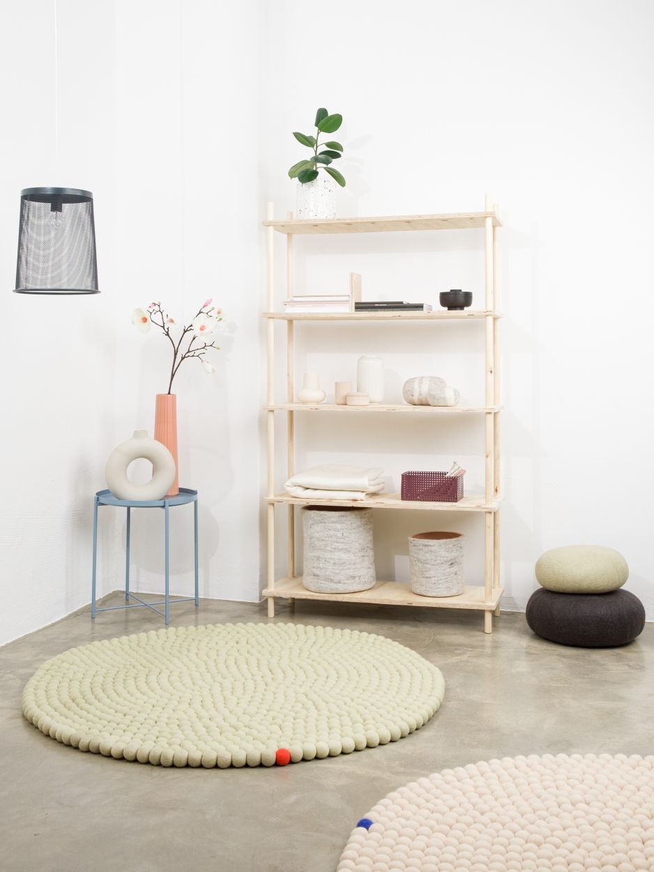 Big One Rund Tapis en feutre Ø 300 cm myfelt Beige vert
