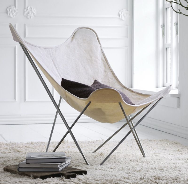 Canvas Mariposa Butterfly Chair Chaise Cuero 