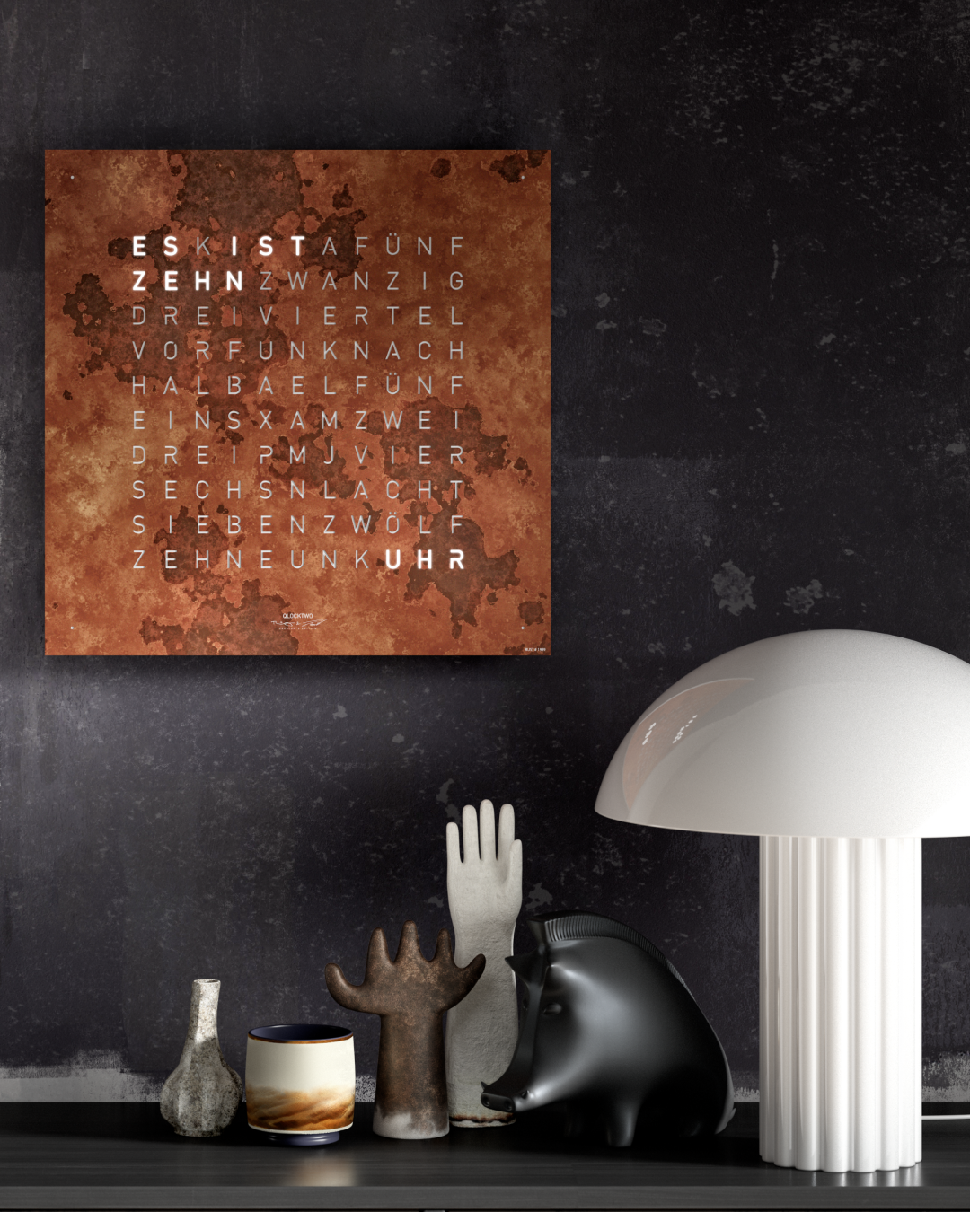 Cache avant pour l'horloge murale Earth 45 Anglais QLOCKTWO