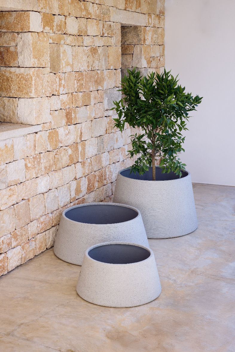 Jardinière trapézoïdale en terre cuite, grande jardinière d'extérieur à cannes