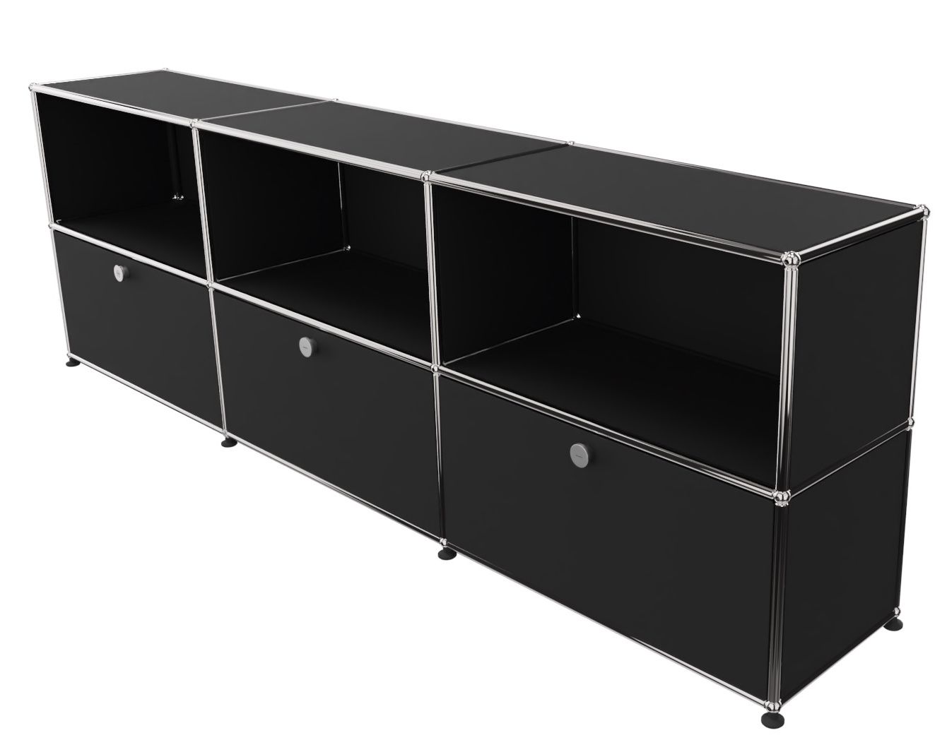 USM Haller Sideboard 3 Open / 3 Flaps Noir graphite - FAST DELIVERY     