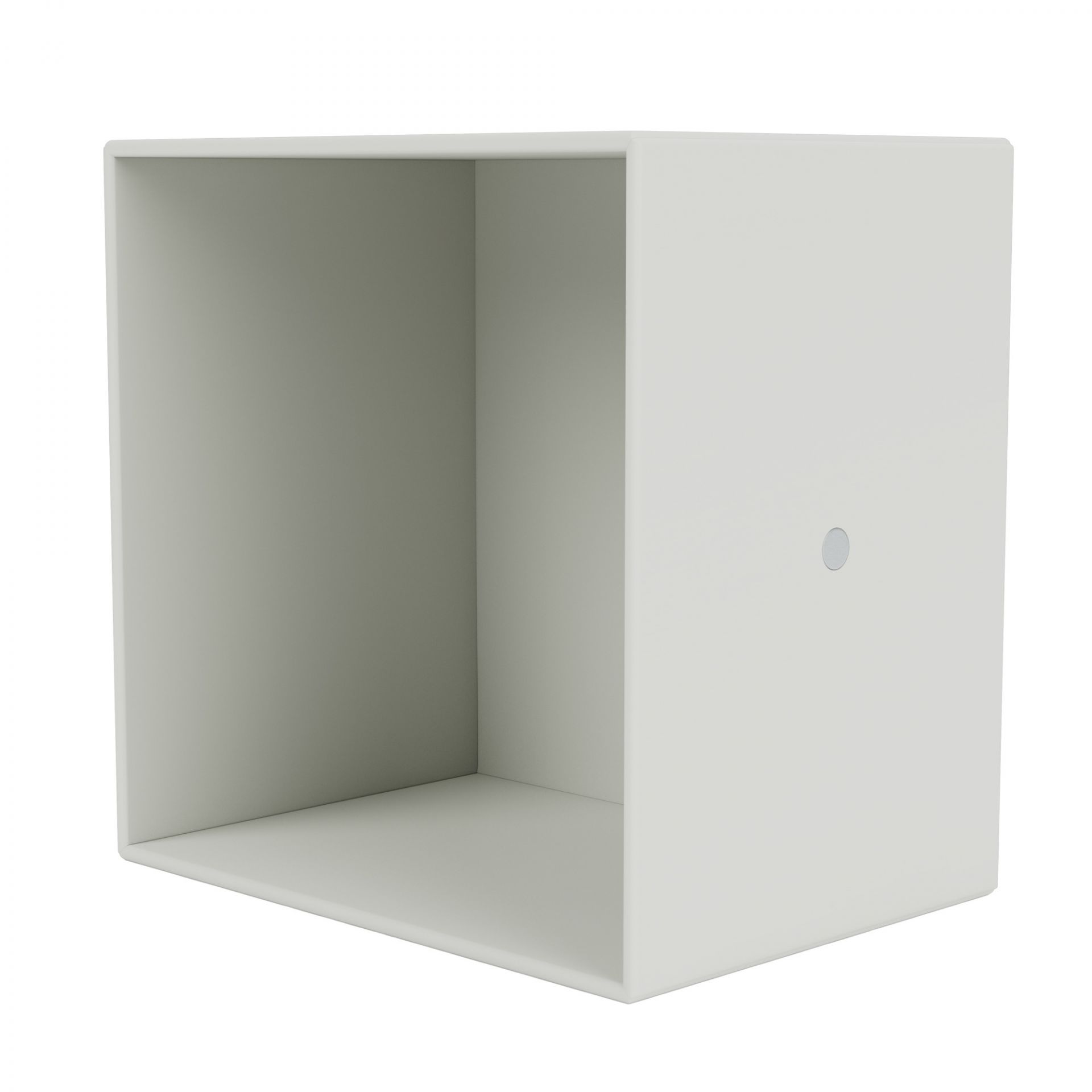 Weißes, offenes Montana Mini Modul zur Wandmontage oder als Nachttisch. Skandinavisches Design.