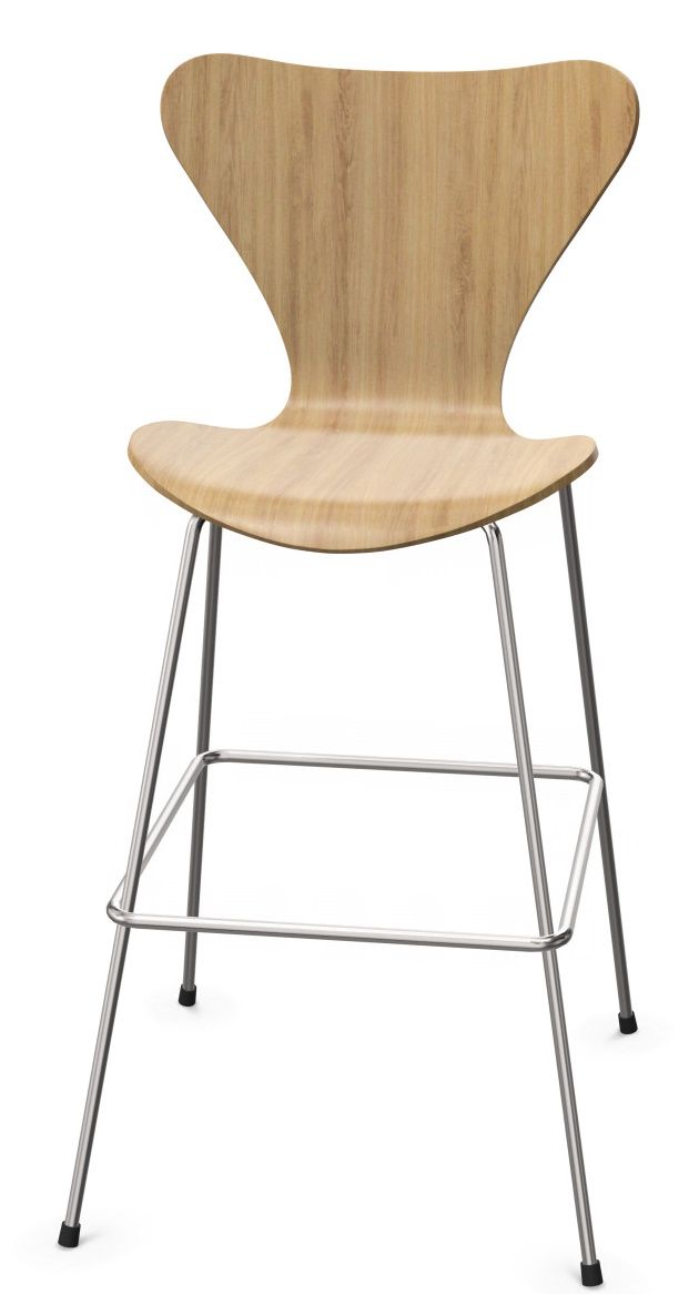 Tabouret de bar à sept places 3197 non rembourré Pale Rosa Piètement Graphite Fritz Hansen UNIQUE