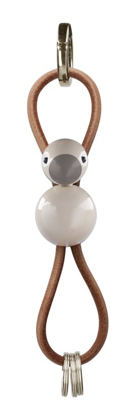 Porte-clés Oiseau Beige Métal Doré et Cuir Naturel Kay Bojesen