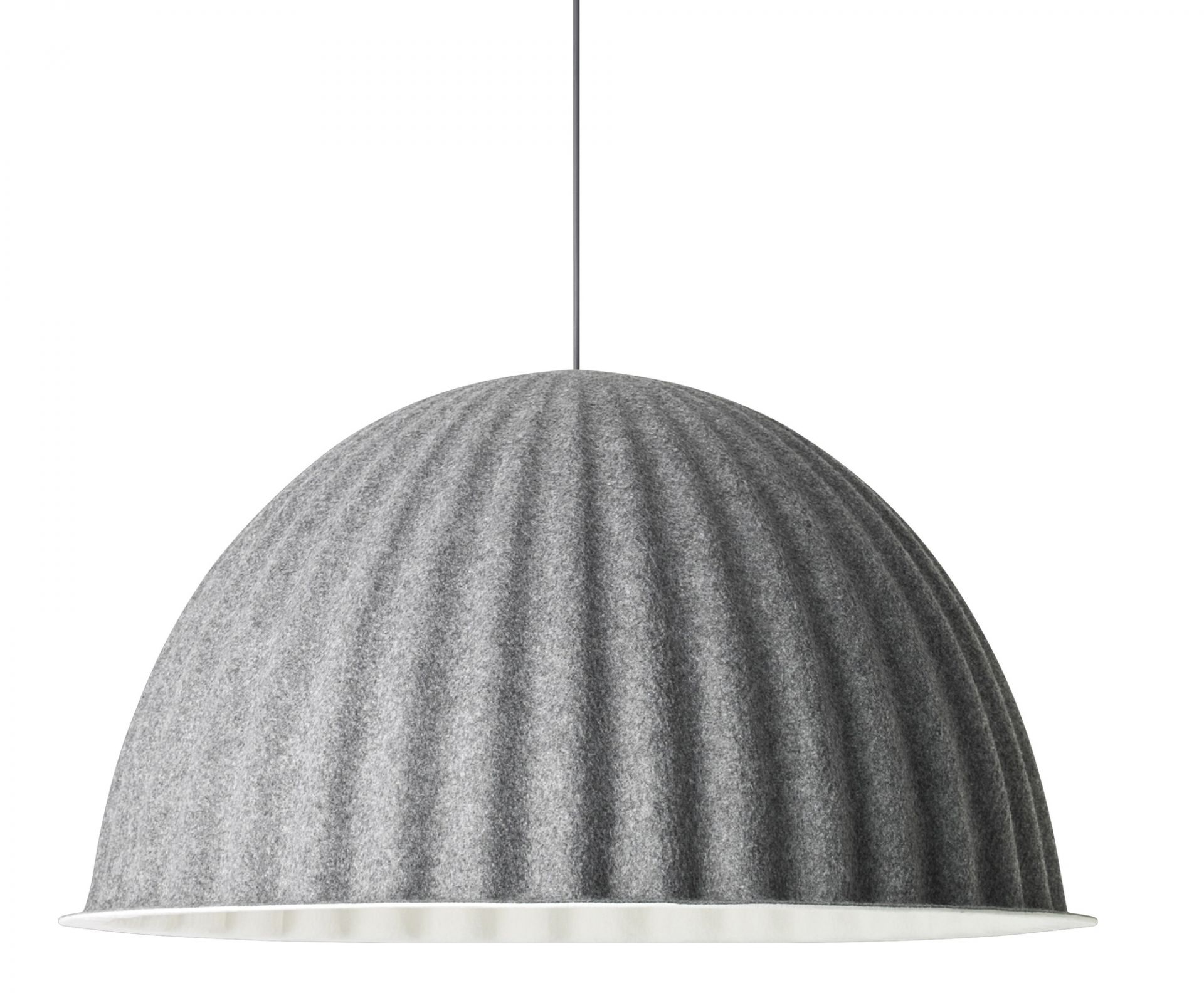 Graue Under The Bell Pendelleuchte von Muuto, moderne Hängelampe aus recyceltem Filz.