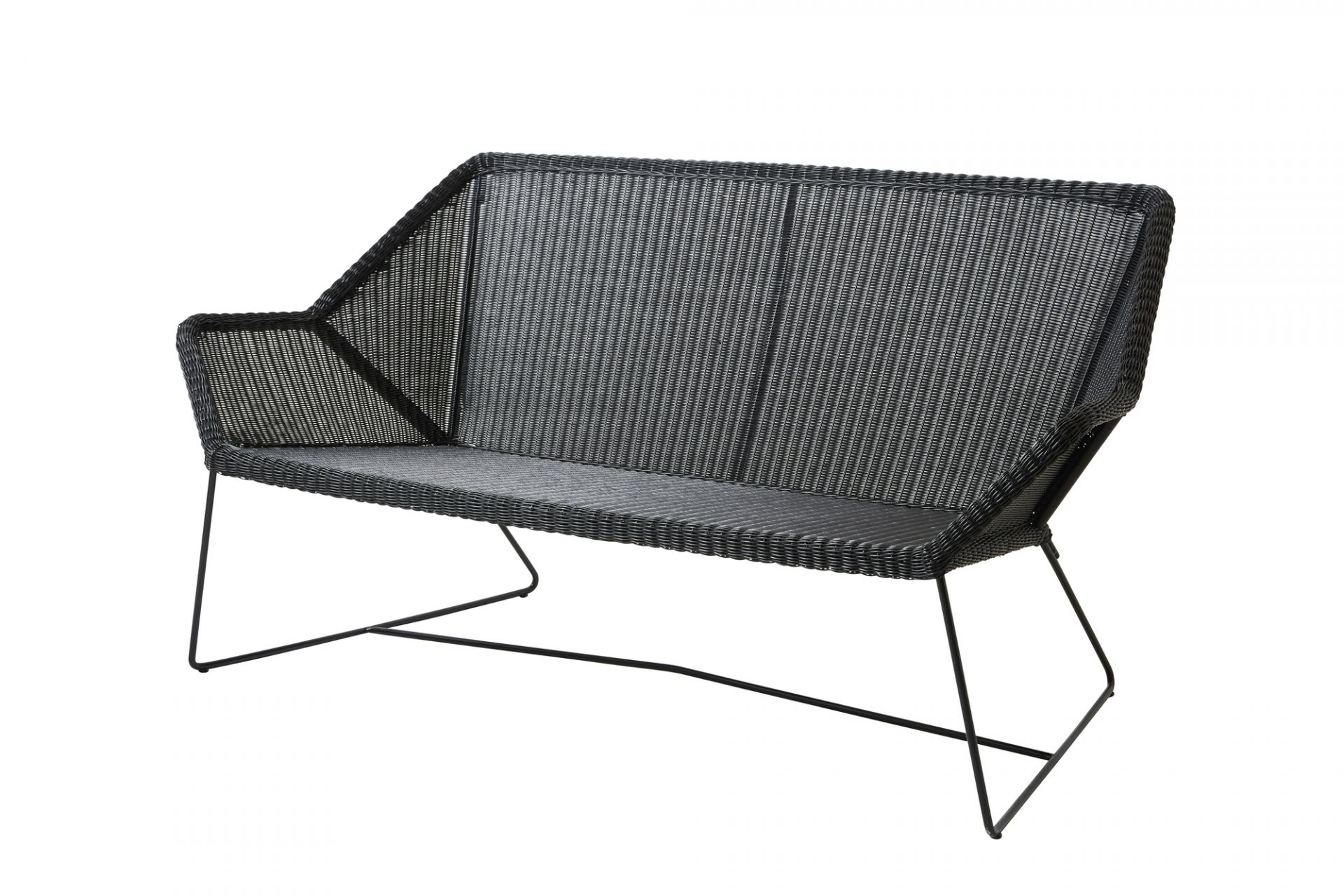 Breeze salon extérieur canapé noir Cane-Line Schwarzes Cane-Line Breeze Loungesofa für den Außenbereich, moderne Gartenmöbel mit minimalistischem Design.