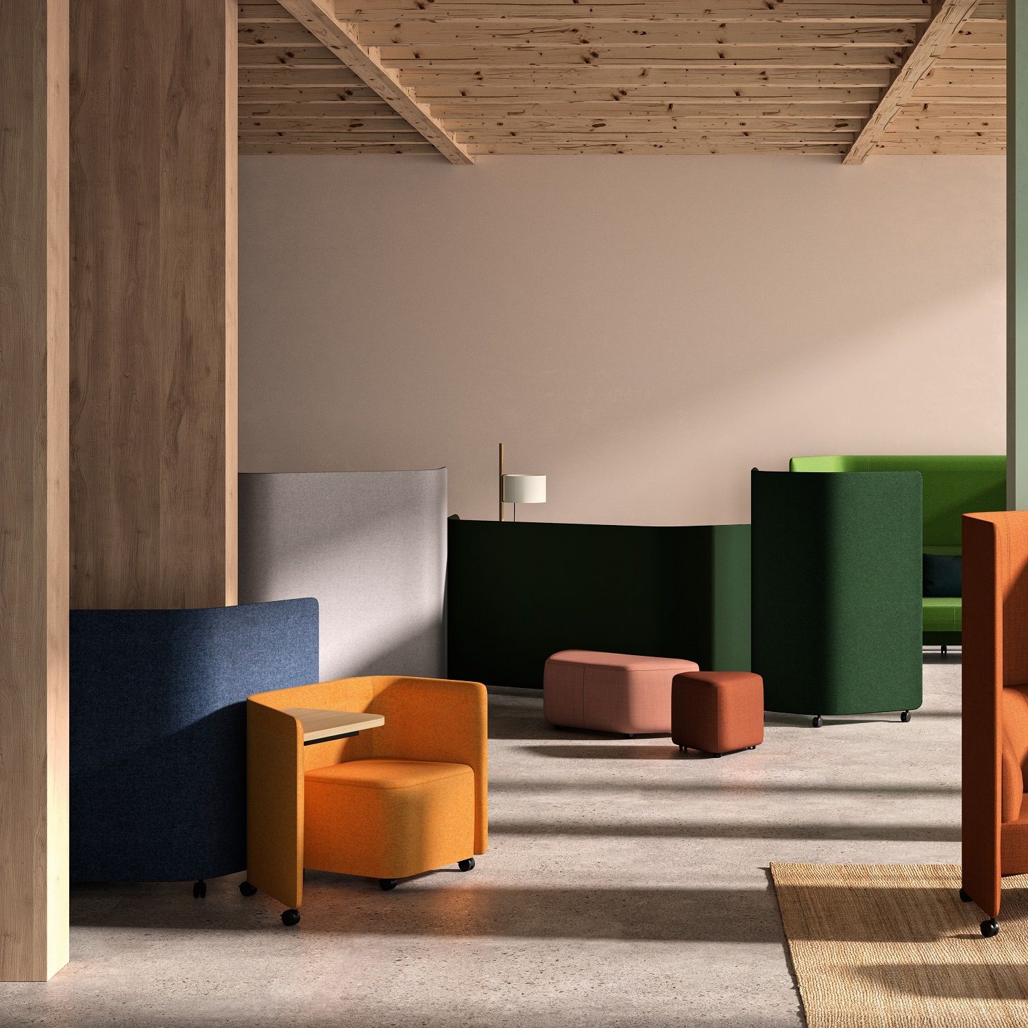 In Out Office BU2267 Panel Lounge chaise avec bureau Andreu World