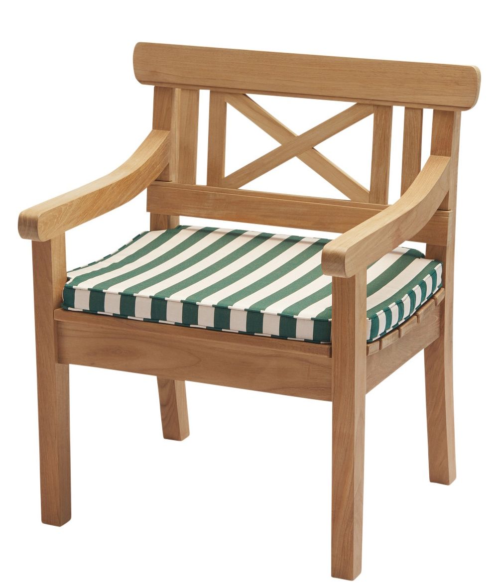 Drachmann Chaise Cushion Coussin d'assise extérieur Skagerak by Fritz Hansen Abricot clair / rayures vert foncé