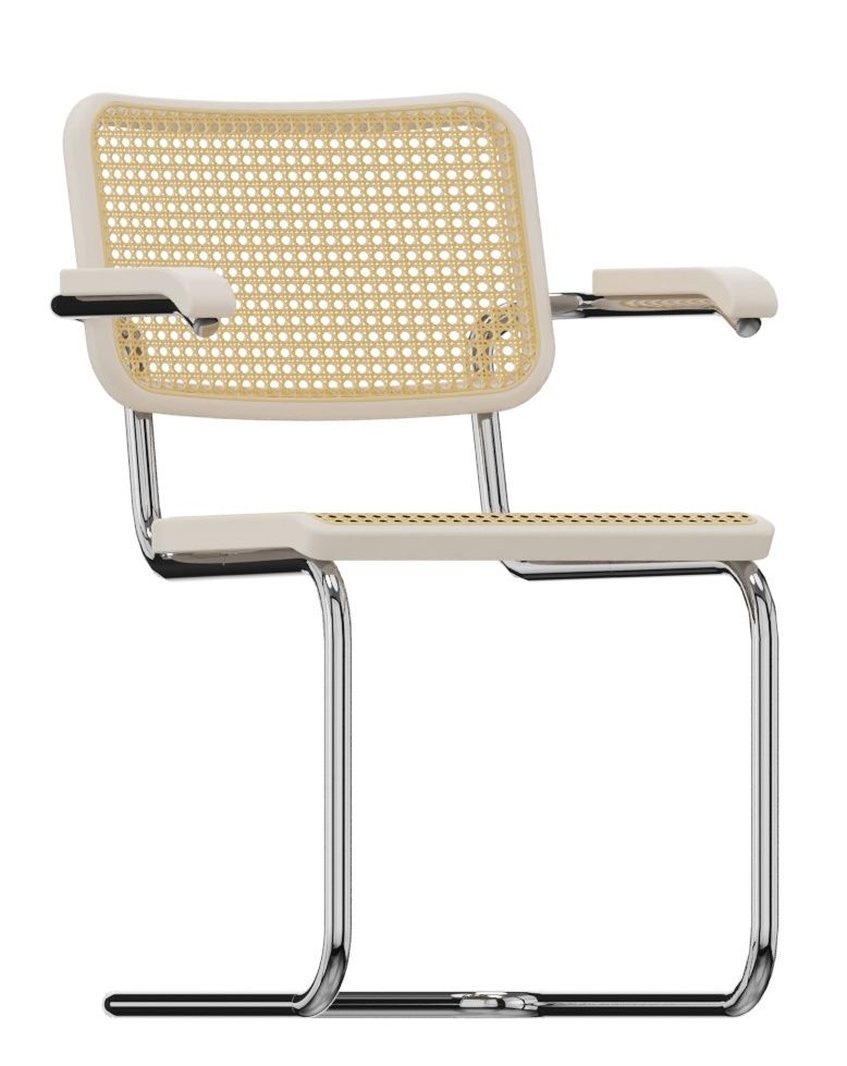 S 64 V Tube d'acier classique Chaise cantilever CHROME / BOIS BLANC LASIQUE Thonet OFFRE SPECIALE