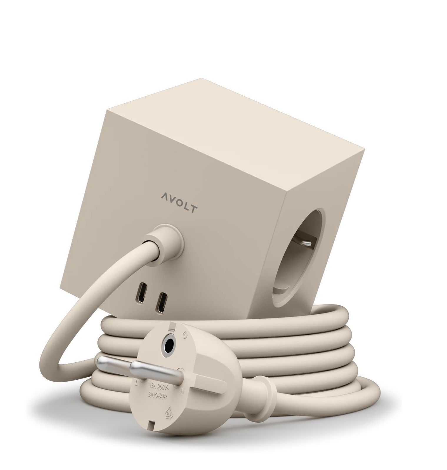 Square 1 - Avolt Cube de prises avec USB C dfp Design Beige
