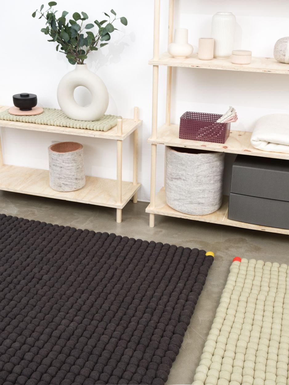 Big One Rectangulaire Tapis en feutre 140 x 200 cm myfelt Beige vert