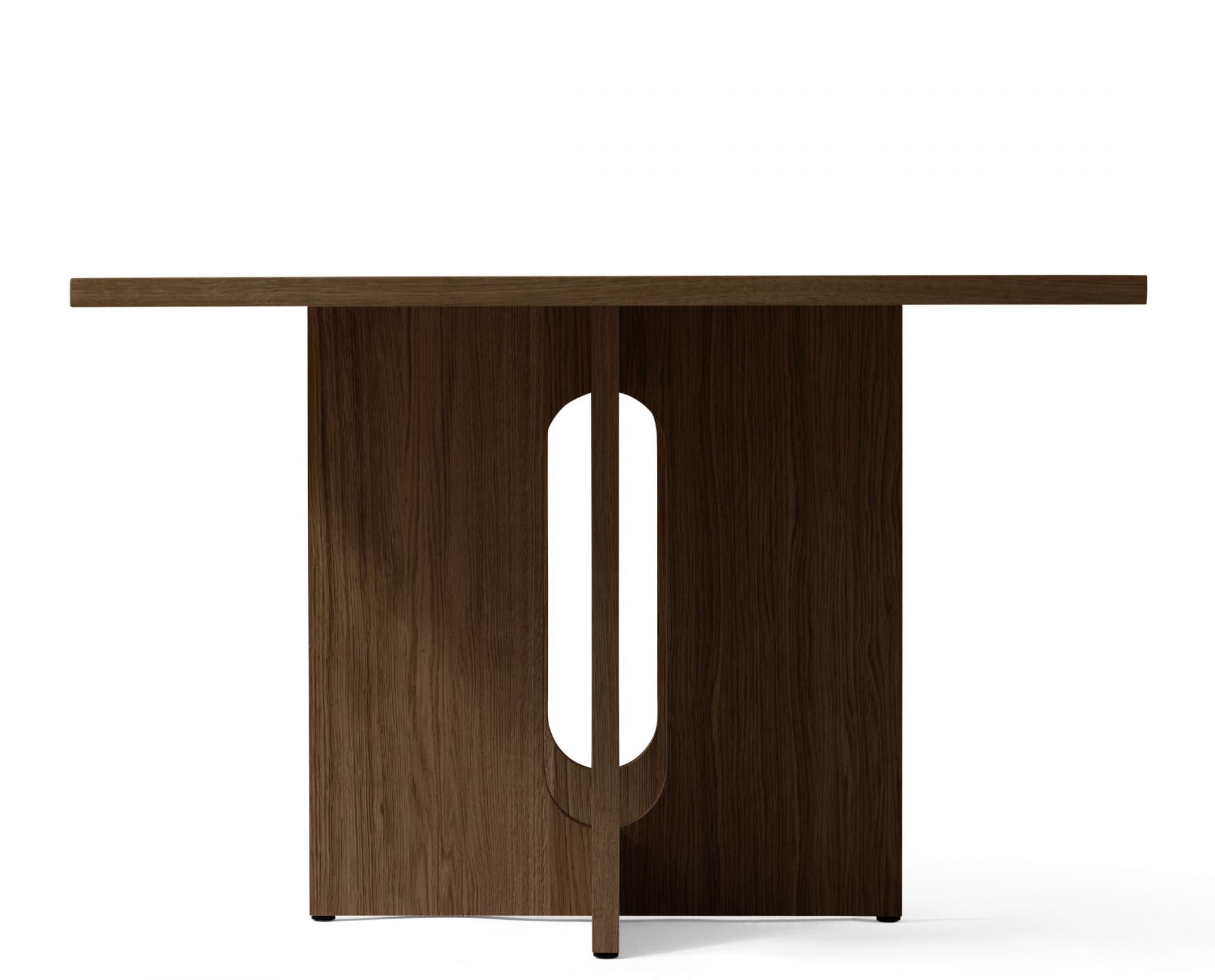 Androgyne Dining Table Table à manger rectangulaire Audo Androgyne Esstisch aus dunkel gebeizter Eiche, modernes Design mit ovalem Ausschnitt im Sockel.