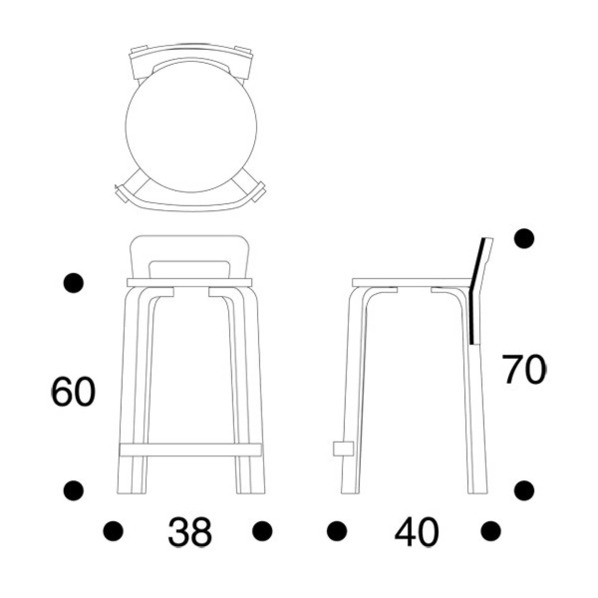 K65 chaise de cuisine / tabouret de bar Artek
