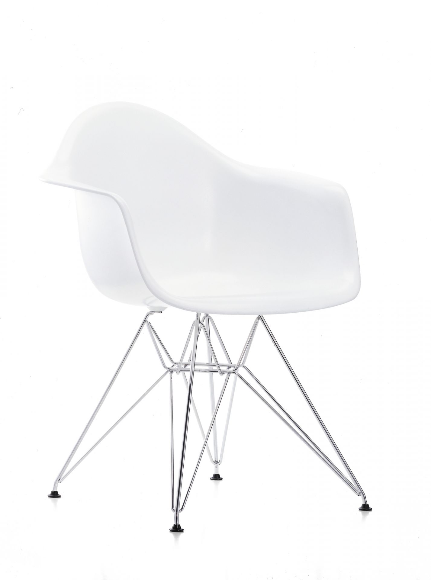 Eames Plastic Arm Chair DAR Chaise Vitra Chromé - Blanc