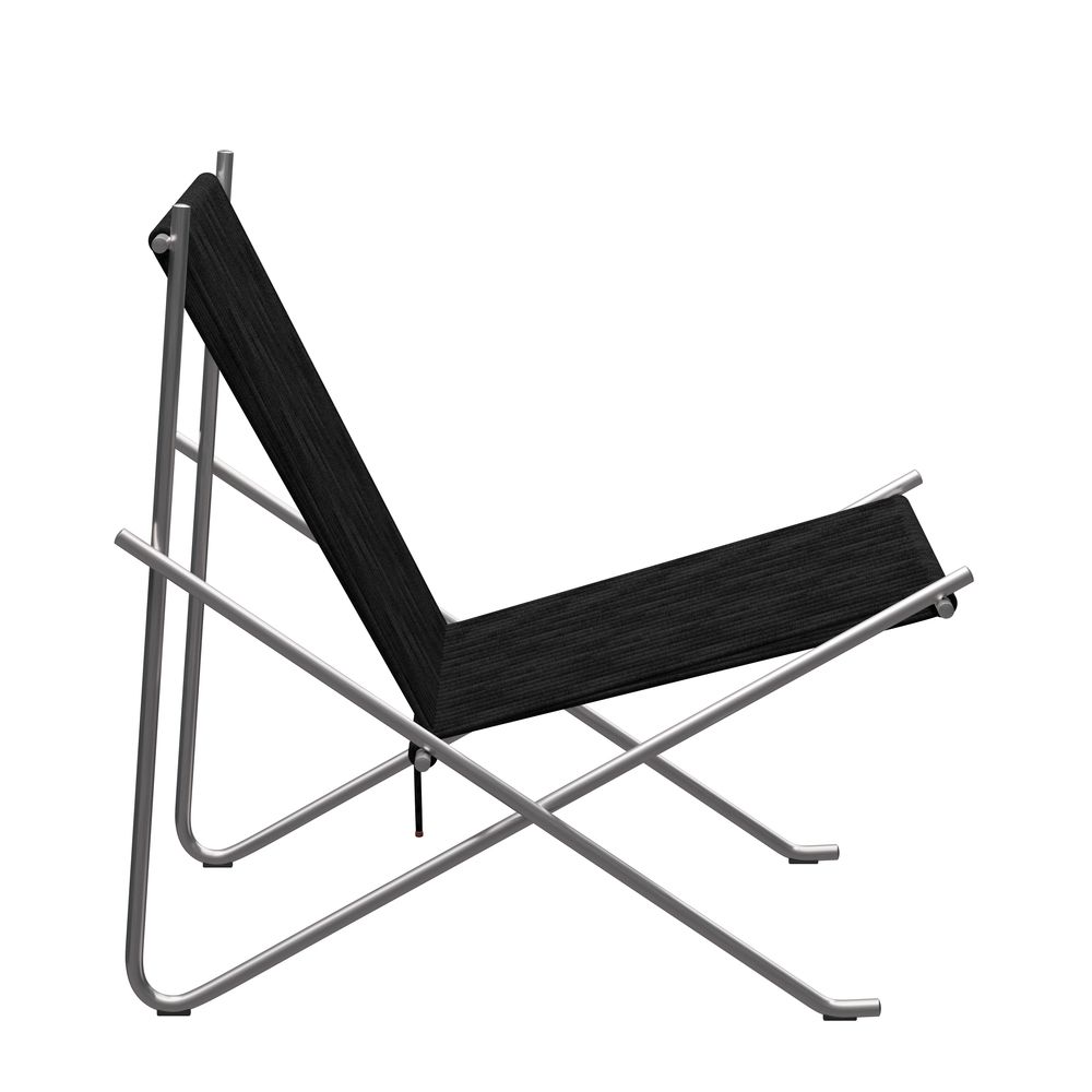 PK4 Lounge Chair Acier inoxydable - Noir Fritz Hansen
