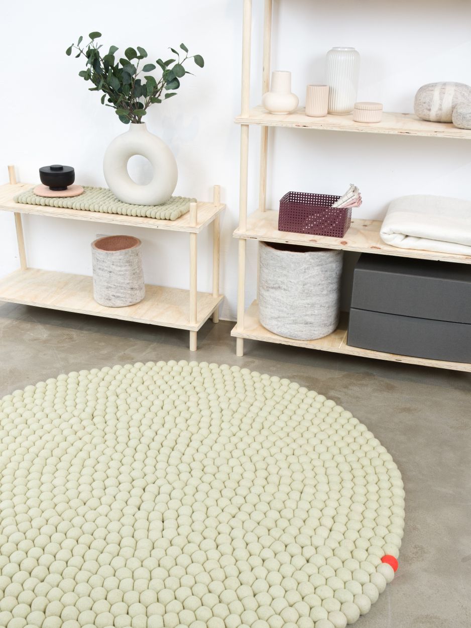 Big One Rund Tapis en feutre Ø 300 cm myfelt Beige vert
