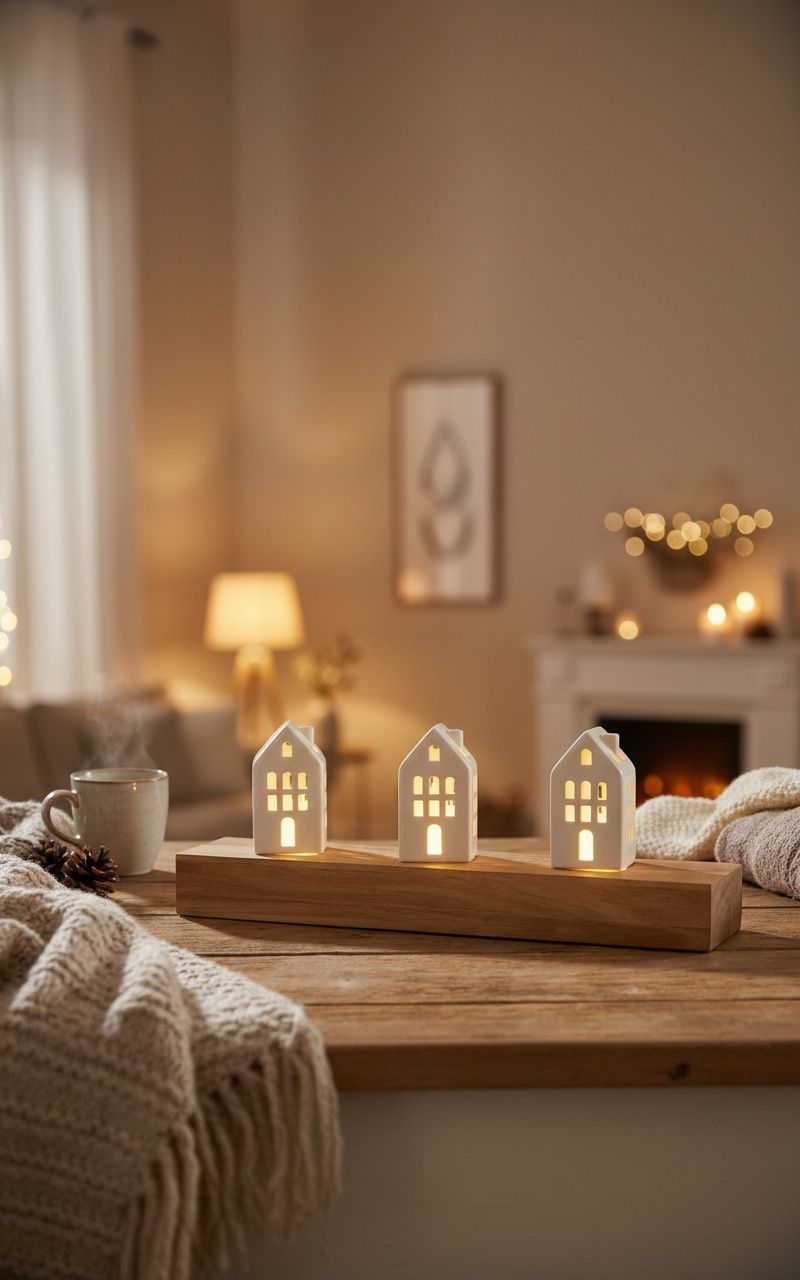 Barre lumineuse à LED / barre en bois 3 pièces pour les maisons lumineuses Poesielicht et les cornets lumineux Roues  