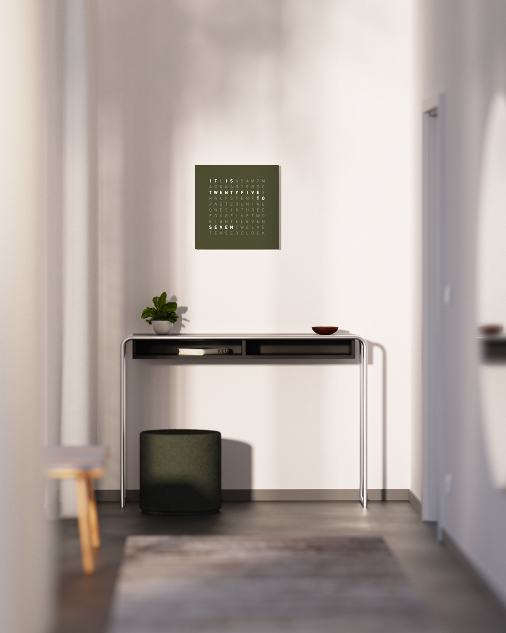 Earth 45 Steel Series Horloge murale / Objet temporel Allemande QLOCKTWO