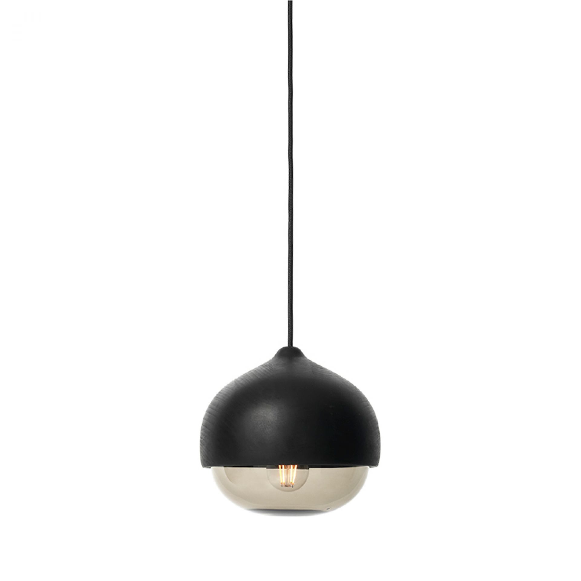 Terho Pendant Lampe noire Bois de chaux moyen Mater