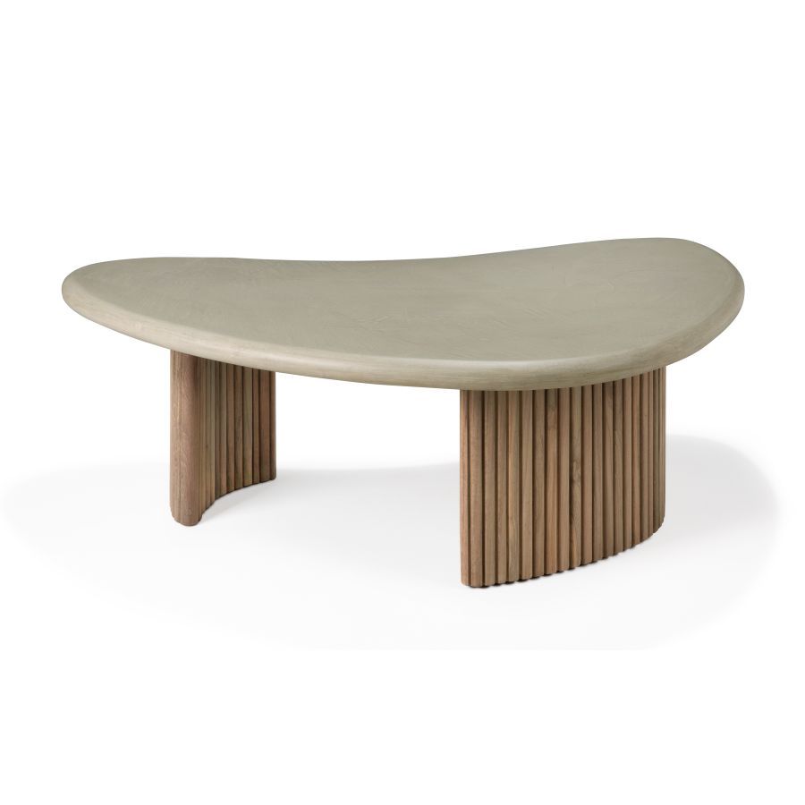 Boomerang Table basse d'extérieur béton/teck Ethnicraft